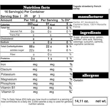 Delicious Haribo Fraise Tagada 400G Gummy Bears from France