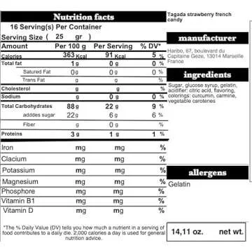 Delicious Haribo Fraise Tagada 400G Gummy Bears from France