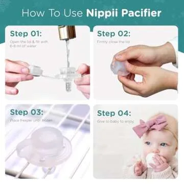 Nippii Freezable Pacifier for Teething - Silicone Teething Pacifier for Baby Teething Relief - Safe Infant Pacifier with Cooling Effect - Easy to Clean & Medical Grade BPA Free - For Babies 0-9 Months