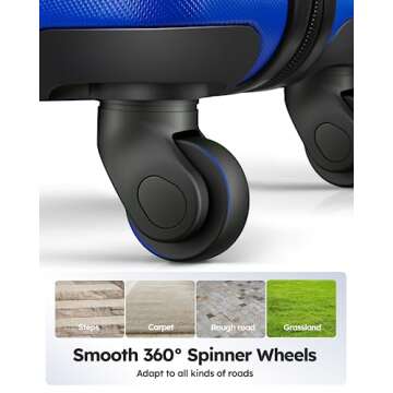 Suitour Luggage 3 Piece Sets Hard Shell Luggage Set with Spinner Wheels, TSA Lock, 20 24 28 inch Travel Suitcase Sets, Bright Blue