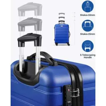 Suitour Luggage 3 Piece Sets Hard Shell Luggage Set with Spinner Wheels, TSA Lock, 20 24 28 inch Travel Suitcase Sets, Bright Blue