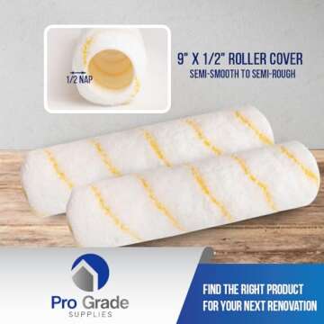 Pro Grade - Paint Roller Covers - 1/2 X 9 Inch Microfiber 6 Pack