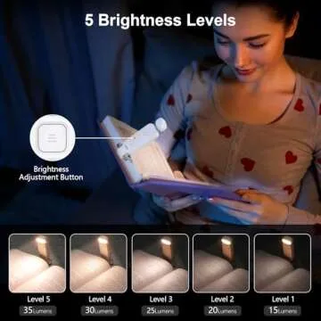 Gritin Rechargeable Book Light for Reading in Bed with Memory Function-Mini Portable, Eye Caring 3 C...