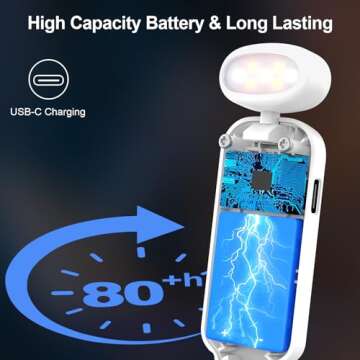 Gritin Rechargeable Book Light for Reading in Bed with Memory Function-Mini Portable, Eye Caring 3 Colors, Dimmable Brightness, Long Lasting Compact Cute Clip on Light for Book Lovers