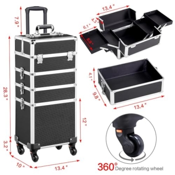 Yaheetech 4 in 1 Rolling Makeup Organizer Travel Case