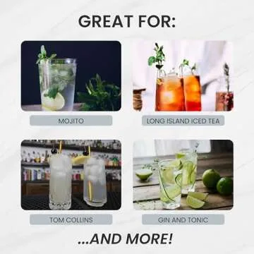 A Bar Above Gold Metal Cocktail Reusable Straws, with Straw Cleaner Brush, Dishwasher Bag, Stylish Stainless Steel Straws for Drinking, Stirring, Cocktail Metal Straws, Reusable Set