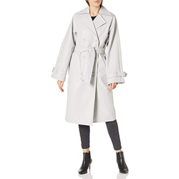 Staples by The Drop Women's @lisadnyc Slim Long Trench Coat - Ice Grey, Stylish Comfort