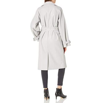 Chic Slim Long Trench Coat for Women in Ice Grey