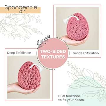 Spongentle Deep Cleansing Body Loofah Sponge, Natural Colors, for Bath and Shower, Multiple Textures...