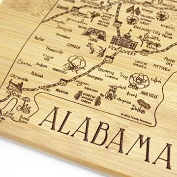 Alabama State Cutting Board 11" x 8.75" by Totally Bamboo