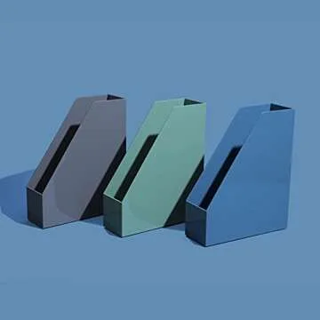 Alfion Vertical Organizer Box | Magazine File Holder | Colorful Modern Desk Accessories for Office, Home, or School 2-Pack (Charcoal Grey)