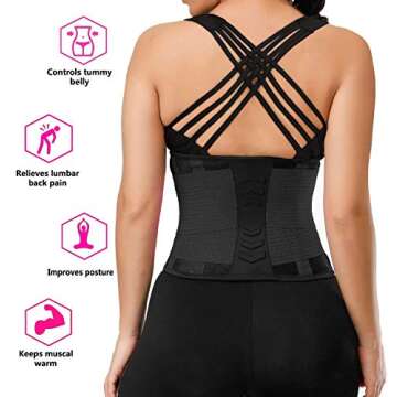 YIANNA Women Waist Trainer Belt - Slimming Sauna Waist Trimmer Belly Band Sweat Sports Girdle Belt W...
