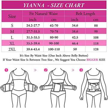 YIANNA Women Waist Trainer Belt - Slimming Sauna Waist Trimmer Belly Band Sweat Sports Girdle Belt Weight loss, YA8003-Black-M
