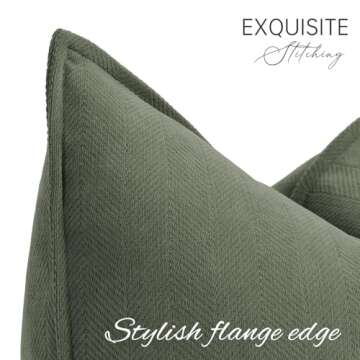 ZWJD Army Green Pillow Covers 18x18 Set of 2 Chenille Throw Pillow Covers with Elegant Design Soft and Luxurious Decorative Throw Pillows for Couch, Bed, and Home Decor