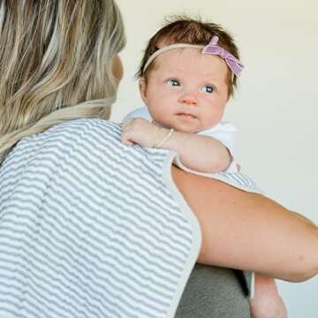 Little Unicorn Ultra-Absorbent Premium Burp Cloth | Soft on Baby's Skin | Larger Size | Ergonomic Design (Grey Stripe)