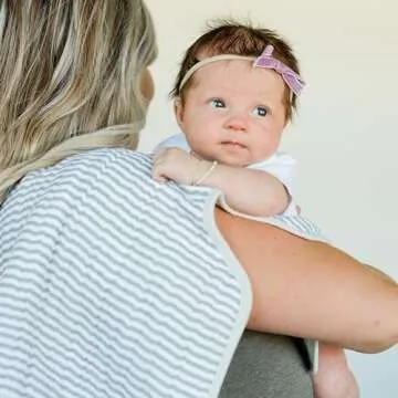 Little Unicorn Ultra-Absorbent Premium Burp Cloth | Soft on Baby's Skin | Larger Size | Ergonomic Design (Grey Stripe)