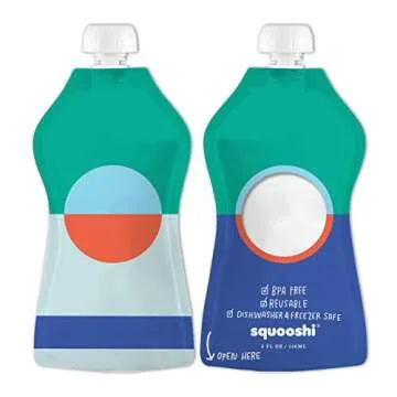 SQUOOSHI Reusable Food Pouches – Snack Bags & Freezer Storage- Assorted Snacks Pouch, Refillable, Leak-Proof Zipper Set for All Age Groups (Pack of 10)