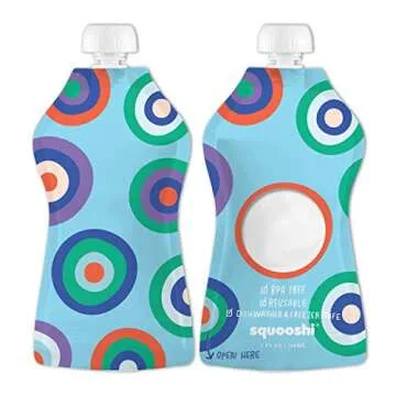 SQUOOSHI Reusable Food Pouches – Snack Bags & Freezer Storage- Assorted Snacks Pouch, Refillable, Leak-Proof Zipper Set for All Age Groups (Pack of 10)