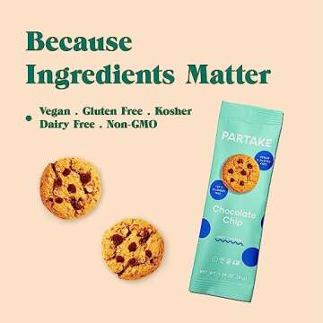 Partake Foods Soft Baked Allergy-Friendly Chocolate Chip Vegan Cookies| Non-GMO, Gluten Free, Dairy Free, Nut Free, Egg Free, Wheat Free, Soy Free | Safe School Snack for Kids - 48-Ct Snack Pack