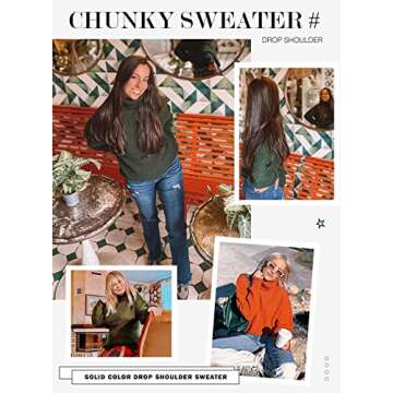 Asvivid Women's Turtleneck Sweater - Cozy Fall Style in Green