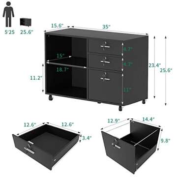 YITAHOME Wood File Cabinet - Stylish Storage Solution