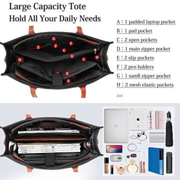 Tote Bag for Women Laptop Bag 15.6 Inch laptop USB Teacher Bag Large Work Bag Waterproof Nylon Shoul...