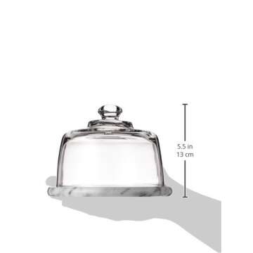Norpro Glass Cheese Dome with Marble Base , Off-White