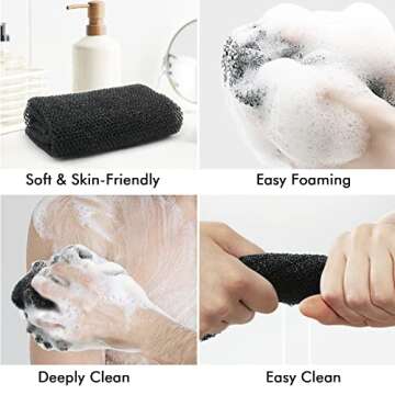 Yiclick Exfoliating Glove Mitt,African Exfoliating Net for Shower & Bath, Body Scrubber for Dead Skin Remover, Body Scrub Exfoliating Washcloth Wash Cloth Loofah Sponge (2 in 1-2) (2 in 1-2)