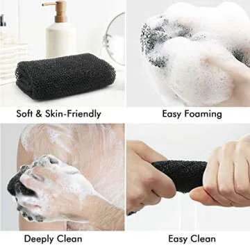 Yiclick Exfoliating Glove Mitt,African Exfoliating Net for Shower & Bath, Body Scrubber for Dead Skin Remover, Body Scrub Exfoliating Washcloth Wash Cloth Loofah Sponge (2 in 1-2) (2 in 1-2)