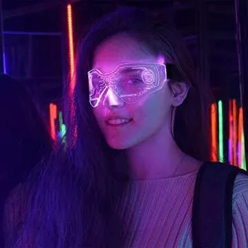 SAFEBAO Led Visor Glasses for Adult with 7 Colors and 4 Modes Rechargeable Light Up Glasses perfect for Festivals,Party,Gift,Dance,Show