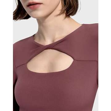 PUMIEY Body Suits for Womens Long Sleeve Bodysuit Shirts Slim Fit Sexy Going Out Tops, Marsala Medium