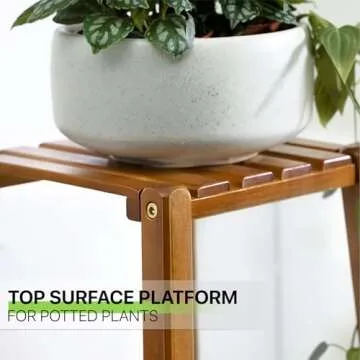 Magshion 2-Tier Bamboo Tall Plant Stand, 30 Inch Tall Indoor Outdoor Pot Holder Small Space Flower Shelf Rack for Corner, Patio, Balcony, Garden