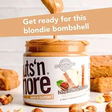 Nuts ‘N More Hazelnut Blondie Spread - High Protein, Low Carb, Low Sugar, Gluten Free, Non-GMO, All-Natural Keto Nut Butter Snack (15oz Jar)