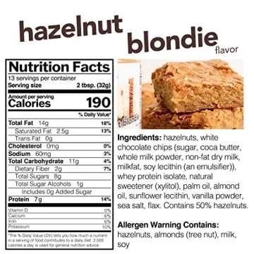 Nuts ‘N More Hazelnut Blondie Spread - High Protein, Low Carb, Low Sugar, Gluten Free, Non-GMO, All-Natural Keto Nut Butter Snack (15oz Jar)