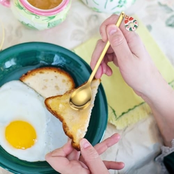 Gold Christmas Coffee Spoon Set - 6 Decorative Stirrers