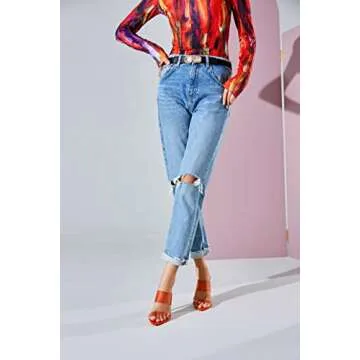 vivianly Clear Pointed Toe Heel Sandals Transparent Strap Stiletto High Heels Slip on Mules for Women Size 8