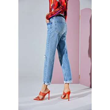 vivianly Clear Pointed Toe Heel Sandals Transparent Strap Stiletto High Heels Slip on Mules for Women Size 8