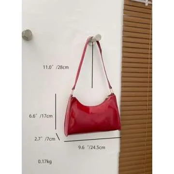 QWINEE Women's Artificial Patent Leather Tote Bag for Women Zipper Square Bag Satchel Purse and Handbags Ladies Shoulder Totes Bag Crossbody Bags Burgundy