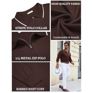 Stylish COOFANDY Men's Quarter Zip Polo for All Seasons