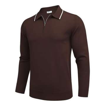 Stylish COOFANDY Men's Quarter Zip Polo for All Seasons