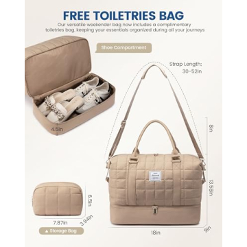 LOVEVOOK Lightweight Weekender Bag with Shoe Compartment