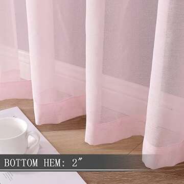 Tollpiz Pink Sheer Curtains - Elegant Light Filtering Panels