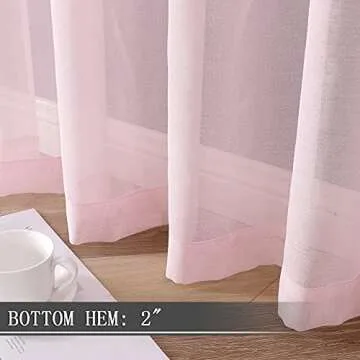 Tollpiz Pink Sheer Curtains - Elegant Light Filtering Panels
