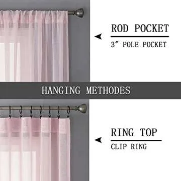 Tollpiz Pink Sheer Curtains - Elegant Light Filtering Panels