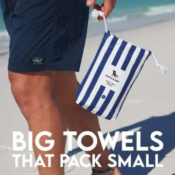Dock & Bay Beach Towel - Quick Dry, Sand Free - Compact, Lightweight - 100% Recycled - Includes Bag - Cabana - Whitsunday Blue - Large (160x90cm, 63x35)