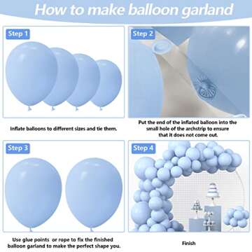 Blue Balloon Garland Kit Kelfara 100Pcs Different Sizes 18/12/10/5 inch Pastel Light Blue Round Latex Balloons for Baby Shower Wedding Anniversary Birthday Baby Blue Themed Party Arch Decorations