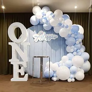 Blue Balloon Garland Kit Kelfara 100Pcs Different Sizes 18/12/10/5 inch Pastel Light Blue Round Latex Balloons for Baby Shower Wedding Anniversary Birthday Baby Blue Themed Party Arch Decorations