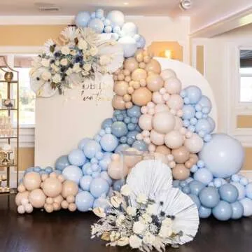 Blue Balloon Garland Kit Kelfara 100Pcs Different Sizes 18/12/10/5 inch Pastel Light Blue Round Latex Balloons for Baby Shower Wedding Anniversary Birthday Baby Blue Themed Party Arch Decorations