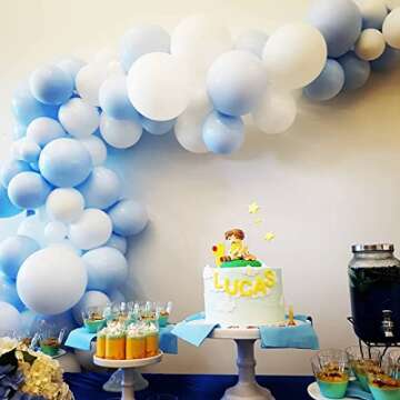 Blue Balloon Garland Kit Kelfara 100Pcs Different Sizes 18/12/10/5 inch Pastel Light Blue Round Latex Balloons for Baby Shower Wedding Anniversary Birthday Baby Blue Themed Party Arch Decorations