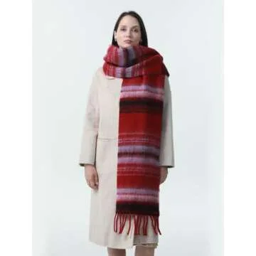 kaliya Womens Winter Scarf for Women Chunky Oversized Striped, Women's Fashion Scarves Colorful Large Christmas Blanket Scarf(Red)